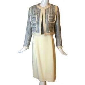 NEW RUTY women's tweed wool jacket and dress combo in ivory